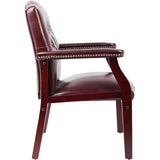 Oakestry Ivy League Set of 2 Executive Guest Chair in Burgundy Vinyl Wood Frame Office Visitor Dual Chair with Mahogany Finish Comfortable Reception Seating for Office or Waiting Room Oakestry