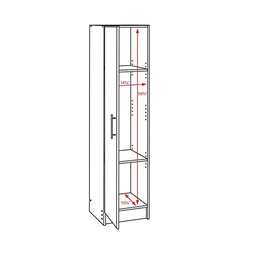 Prepac Elite 16" Storage Cabinet, White Storage Cabinet, Bathroom Cabinet, Pantry Cabinet with 2 Adjustable Shelves, 16" D x 16" W x 65" H, WEB-1664