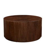 DS-HOMEPORT Round Wood Coffee Table for Living Room, Modern Handcraft Drum Coffee Table, Circle Wooden Coffee Table for Small Space Apartment, No Need Assembly(Espresso,31x31x16 in) DS-HOMEPORT
