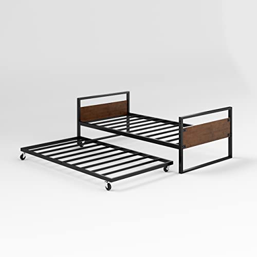 ZINUS Suzanne Bamboo and Metal Daybed with Trundle / Mattress Foundation with Steel Slat Support / Easy Assembly, Twin - WoodArtSupply