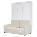 LZ LEISURE ZONE White Full Size Murphy Bed with Sofa - Space-Saving Wall Bed with Comfortable Cushion, Ideal for Home Office, Small Rooms, or Apartments LZ LEISURE ZONE
