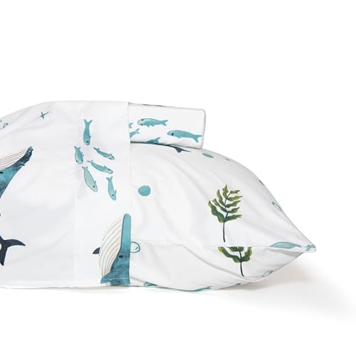 Where The Polka Dots Roam Nautical Ocean Twin Bedding Set - 3 Piece Super Soft Kids Bed Set with Fitted Sheet, Flat Sheet, and Pillowcase - Underwater Sea Creatures Design for Boys Girls Room Décor Where The Polka Dots Roam