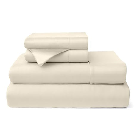 Cosy House Collection 100% Rayon Derived from Bamboo Bed Sheet Set - Cooling, Breathable, Silky Soft 4-Piece Deep Pocket Bedding Set (King, Cream) Cosy House Collection