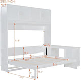Virubi Queen Horizontal Murphy Bed with Desk and Storage Cabinets,Wood Murphy Wall Bed Queen Size Fold Up Bed Adult Murphy Bed Cabinet Queen Hideaway Bed for Guest Room Living Room Bedroom (White) Virubi