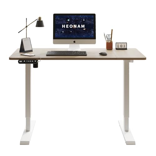 HEONAM 48 Inch Electric Standing Desk with USB Charging Port, Height Adjustable Sit Stand Desk with Memory Presets, Spacious Desktop and Sturdy Metal Frame for Home Office HEONAM