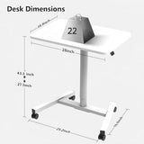 MPETAPT 28-Inch Mobile Standing Desk, Computer Workstations with Cup Holder, Portable Standing Desk with Lockable Wheels, Rolling Table for Home Office Classroom Hospital (Snow-White, Steel Classic) MPETAPT