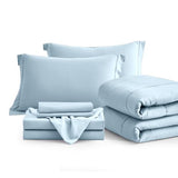 Maple&Stone Full Size Comforter Sets 7 Pieces Bed in a Bag - Down Alternative Bed Set with Comforter, Sheets, Pillowcases & Shams, All Season Lightweight Bedding Set, Light Blue Maple&Stone
