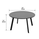 Meluvici Patio Coffee Table, Metal Steel Outdoor Round Table Weather Resistant Anti-Rust Outdoor Table(Black) Meluvici