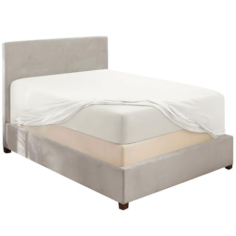 Hearth & Harbor Extra Deep Pocket Queen Fitted Sheet - Fits 18 to 24 Inch Mattress – Ultra Soft 1800 Microfiber, Wrinkle-Free & Breathable – Hotel Luxury Fitted Sheet Only, White Hearth & Harbor