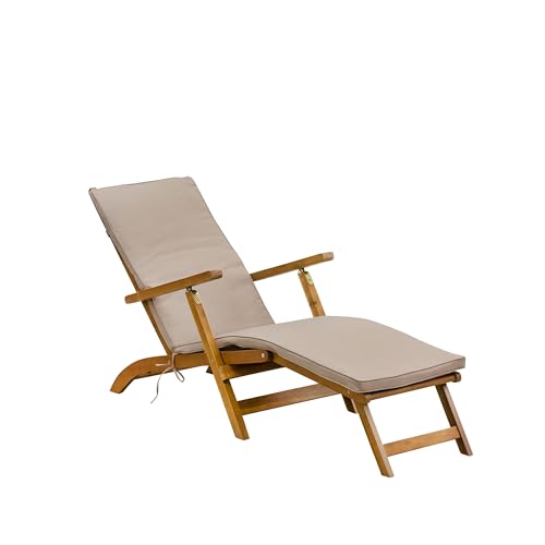 East West Furniture BSLCDNA Salinas Patio Chair Lounge - Outdoor Acacia Wood Sunlounger Chair for Poolside, Deck, Lawn, 59x21x35 Inch, Natural Oil