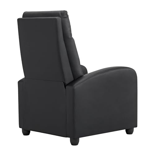KISLOT Recliner Chair for Adults Push Back Armchair Home Theater Seating with Lumbar Support Single Sofa for Living Room.Black(PU Leather) KISLOT