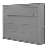 MERITLINE Queen Horizontal Murphy Chest Bed,Wood Folding Grey Murphy Chest Bed Cabinet for Adults No Box Spring Needed MERITLINE
