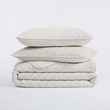 Serta ComfortSure Soft 3-Piece Full/Queen Quilt Bedding Set, Includes Bedspread/Coverlet and Pillow Shams, Bedding for All Seasons, Machine Washable, Ivory Serta