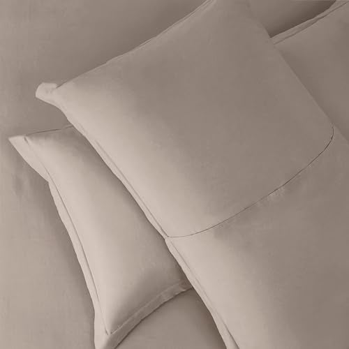 Hearth & Harbor Twin Size Duvet Cover & Bed Sheet Set Linen, 5 Piece Soft Double Brushed Twin/Twin XL Bedding Set, Includes Duvet Cover, Flat Sheet, Fitted Sheet, Pillowcases and Pillow Shams Hearth & Harbor