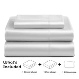 Pure Bedding Satin Sheets Twin [3-Piece, White] Hotel Luxury Silky Bed Sheets - Extra Soft 1800 Microfiber Sheet Set, Wrinkle, Fade, Deep Pocket Fitted Sheet, Flat Sheet, Pillow Cases Pure Bedding