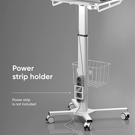 ONKRON Mobile Laptop Cart on Wheels, Load up to 17.6 lbs, Standing Rolling Desk Adjustable Height, Portable Workstation for Laptop/Small Computer Cart for Couch, Home, Office White ONKRON