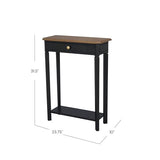 East at Main Marnie Console Table – 23.75” Black Narrow Entryway Piece with Storage Drawer & Shelf – Handcrafted Solid Wood Accent for Small Spaces East at Main