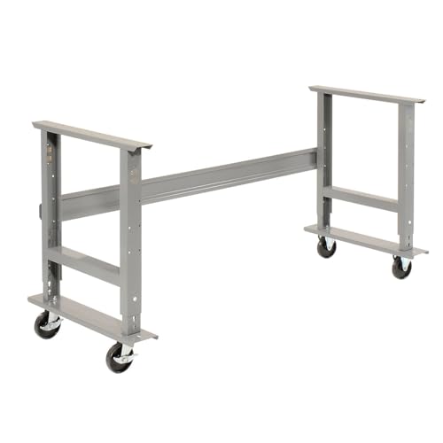 Global Industrial Mobile Adjustable Height C-Channel Leg Workbench, 48"W x 30"D, 1-3/4" Steel Top with Square Edge, 2000 Lbs. Capacity, Gray, Industrial Workbench Global Industrial
