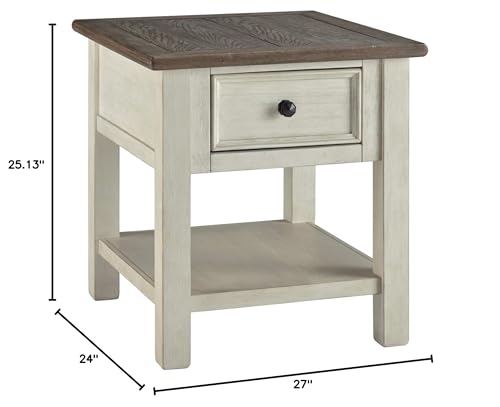Signature Design by Ashley Bolanburg Farmhouse Square Two Tone End Table, Antique Cream Signature Design by Ashley