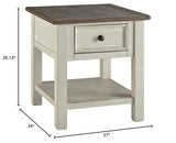 Signature Design by Ashley Bolanburg Farmhouse Square Two Tone End Table, Antique Cream Signature Design by Ashley