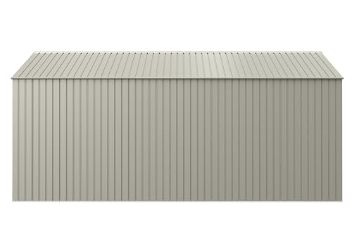 Arrow Shed Elite 14' x 16' Tall Outdoor Steel Storage Shed with High Gable and Lockable Doors Storage Building, Cool Grey Arrow