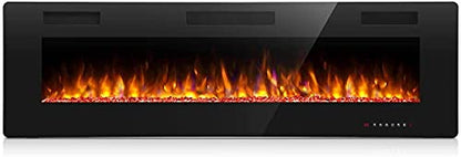 Antarctic Star 68 Inch Electric Fireplace in-Wall Recessed and Wall Mounted, Fireplace Heater and Linear Fireplace with Multicolor Flame, Timer, 750/1500W Control by Touch Panel & Remote…