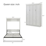 Harper & Bright Designs Queen Size Murphy Bed Frame, Wood Wall Bed Cabinet Bed Queen, Foldable Platform Bed for Guest-Room, Home, Office, No Box Spring Needed, Rustic White Harper & Bright Designs