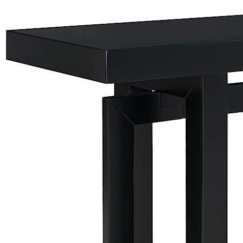 HZSSDTKJ Contemporary Console Table with Industrial-Inspired Concrete Wood Top, Versatile Buffet Sideboard, Extra Long Entryway Table for Entryway, Hallway, Living Room, Foyer, Corridor (Black-01) HZSSDTKJ