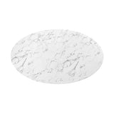 Modway Lippa 60" Oval-Shaped Mid-Century Modern Dining Table with Artificial Marble Top and White Base Modway