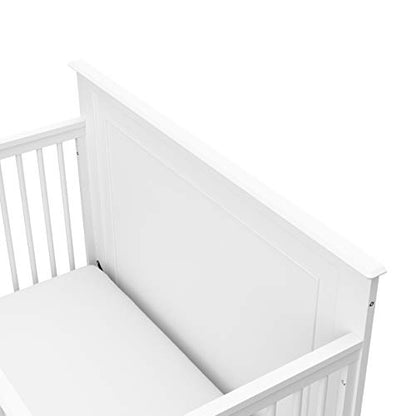 Storkcraft Solstice 5-In-1 Convertible Crib (White) – GREENGUARD Gold Certified, Converts to Toddler Bed and Full-Size Bed, Fits Standard Full-Size Crib Mattress, Adjustable Mattress Support Base