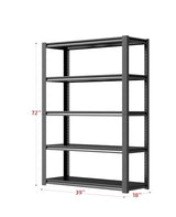 Welfiya 39" W Garage Shelving,5-Tier Heavy Duty Shelving Unit,3000LBS Adjustable Metal Storage Shelves,Storage Rack Units for Industrie,Shed,Warehouse,Basement,Black,39" W x 18" D x 72" H Welfiya