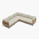 Acanva Modern Outdoor Patio Furniture Set, All-Weather Aluminium Conversation Sectional Sofa with Thick Cushions for Backyard, Garden, Porch, 5 Seats, Beige Acanva