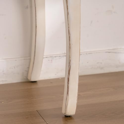 TTK 43.31" French Country Entry Table - Antique White Distressed Vintage Console Table with Wood Carvings, Curved Legs, Narrow Long Design for Hallway, Living Room, Bedroom, Foyer & Small Apartments TTK