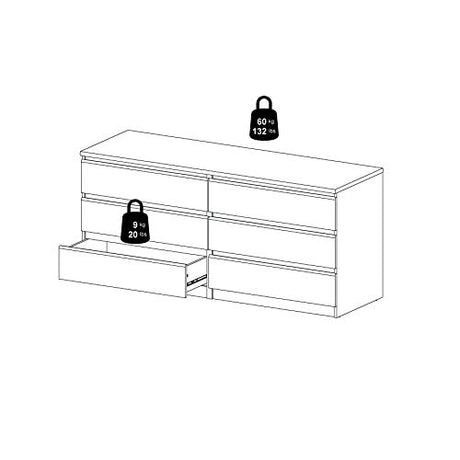 Tvilum 6 Drawer Double Dresser, Black Woodgrain Tvilum