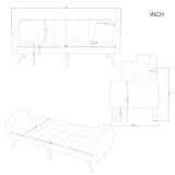 74" Futon Sofa Bed,Convertible Sleeper Couch with Adjustable Backrest and Pillows, Comfy Velvet Cloud Sofa Loveseat,Modern Loveseat for Living Room and Bedroom（Black） Jum Blueemo