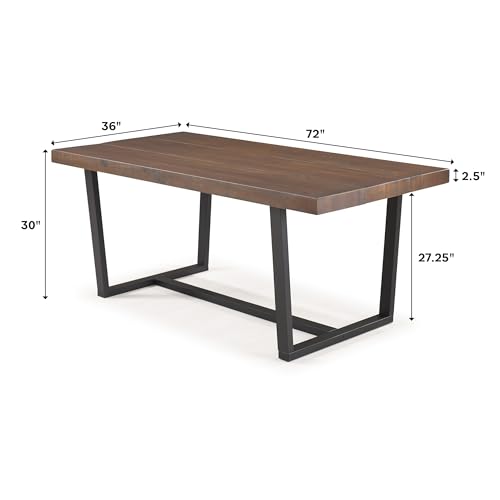 Walker Edison Andre Modern Solid Wood Dining Table, 72 Inch, Mahogany Walker Edison