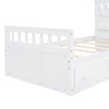 Ball & Cast L-Shaped Space-Saving Twin Low Loft with Platform Bed,Bunk Bedframe W/Full Safty Guardrails & 7 Drawers,Sturdy Construction,Easy Assembly,Functional Bedroom Set for Boy Girl Keens,White Ball & Cast