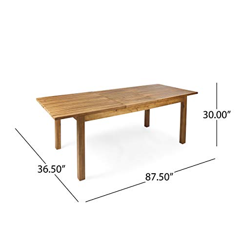 Christopher Knight Home Wilson Outdoor Expandable Acacia Wood Dining Table , Teak Finish - WoodArtSupply