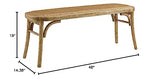 Linon Hank Natural Bentwood Bench with Natural Woven Rattan Seat Linon