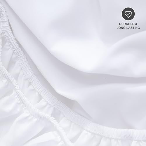 Hotella 100% Microfiber Ultra Soft 60"x80" Queen Size Fitted Sheet Only, Up to 14 inch Deep Pocket Bottom Sheet, Stay in Place Hotel Bedding Matress Protector, Machine Washable, Non-Fade, White Hotella