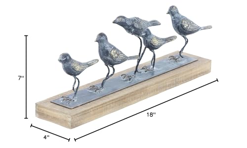 Deco 79 Metal Bird Decorative Sculpture Home Decor Statue, Accent Figurine 18" x 4" x 7", Gray