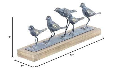 Deco 79 Metal Bird Decorative Sculpture Home Decor Statue, Accent Figurine 18" x 4" x 7", Gray