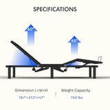 FLEXISPOT Split King Adjustable Bed Frame Base–Zero Gravity & Soothing Massage,Memory Positions,Whisper-Quiet Motor,Quick Assembly,Adjustable Legs,Under-Bed Light & Wireless Remote,750 lbs FLEXISPOT