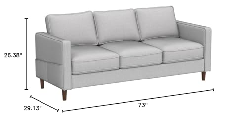 Mellow HANA Modern Linen Fabric Loveseat / Sofa / Couch with Armrest Pockets, Heather Grey Mellow