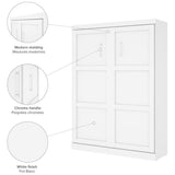 MAKLAINE Contemporary Modern Engineered Wood Flexible Slat System Dual-Mounted Queen Murphy Bed 65-inch Space-Saving in White MAKLAINE