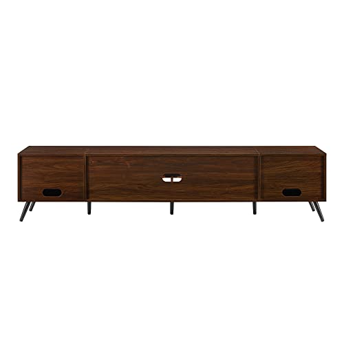 Walker Edison Nora Modern Minimal Open-Shelf Stand for TVs up to 90 Inches, 80 Inch, Dark Walnut - WoodArtSupply