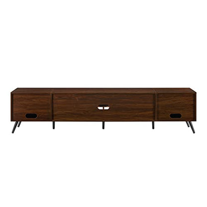 Walker Edison Nora Modern Minimal Open-Shelf Stand for TVs up to 90 Inches, 80 Inch, Dark Walnut - WoodArtSupply