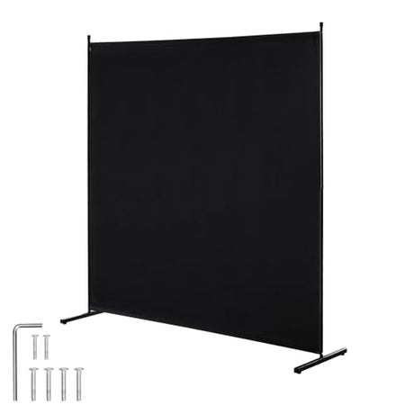 VEVOR Room Divider, Single Panel Room Divider, 6FT Privacy Screen Indoor, Partition Divider for Room Separation, Freestanding Room Divider Panel for Office, Bedroom, Black VEVOR