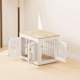 Snuowu 26" Heavy Duty Dog Crate Furniture for Small,Medium and Large Dogs,Rustic Wooden Dog Cage Kennel Indoor Furniture with Waterproof Top,Decorative Pet House Side End Table (White & Wood) Snuowu