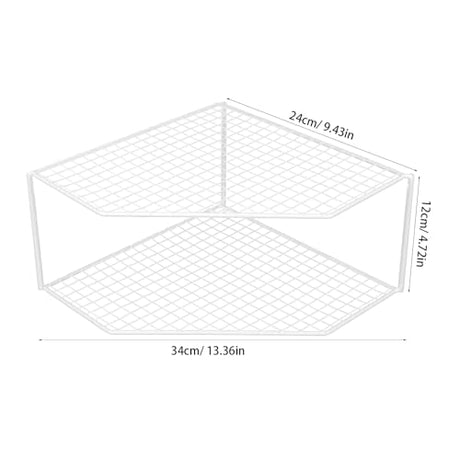 Beavorty 2-Tier Corner Storage Shelf Cabinet Organizer Corner Stand Rack Countertop Shelf Storage for Dishes and Plates Kitchen Cabinet Pantry Cosmetics Makeup Organization 12cm White Beavorty